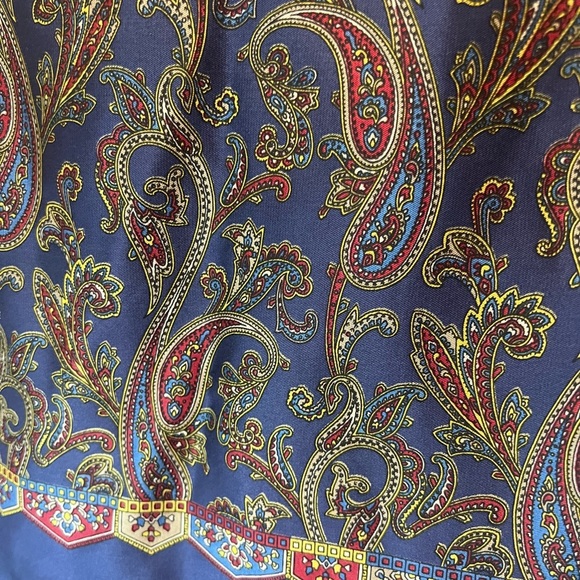 Men’s Silk Paisley Patterned Scarf - Blue and Gold - Picture 3 of 6